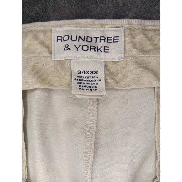 Mens Roundtree & Yorke Khaki Dress Pants 34 X 32 - Picture 5 of 6